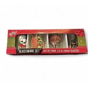 A Christmas Story Shot Glass Set 4pc 1.5oz Silver Buffalo “Oh Fudge” Fragile NIB